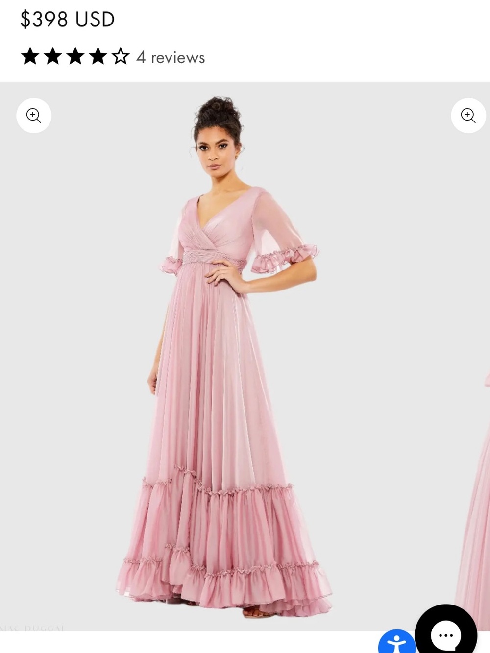 Mac Duggal Blush Pink V-Neck Ruffled Maxi Gown